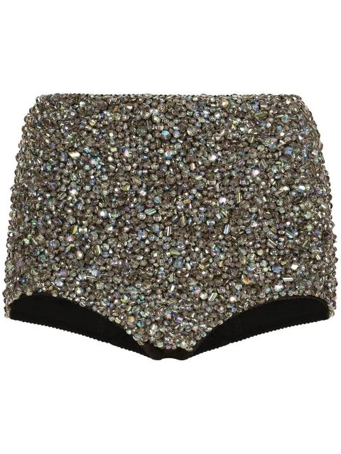 Dolce & Gabbana KIM DOLCE&GABBANA high-waisted embellished briefs - Silver - zdjęcie produktu nr 1