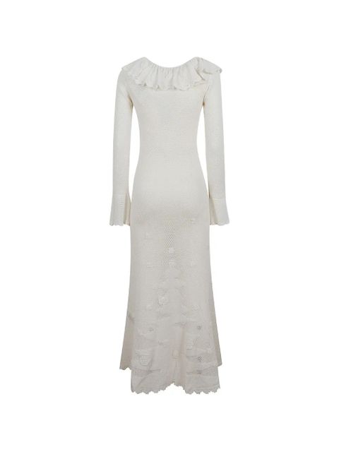 Self-Portrait ruffled crochet-knit dress - Neutrals - zdjęcie produktu nr 2