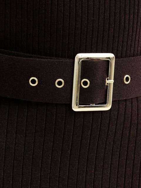 Morgan sukienka z domieszką wełny kolor brązowy mini dopasowana RMCAFE