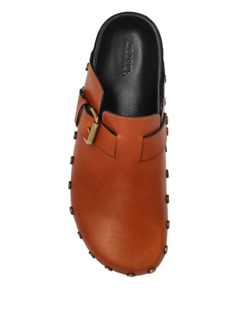 ISABEL MARANT buckle-fastening studded clogs - Brown
