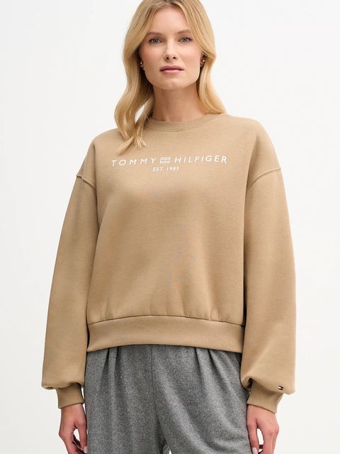 Tommy Hilfiger bluza damska kolor beżowy z nadrukiem WW0WW47831 - zdjęcie produktu nr 1