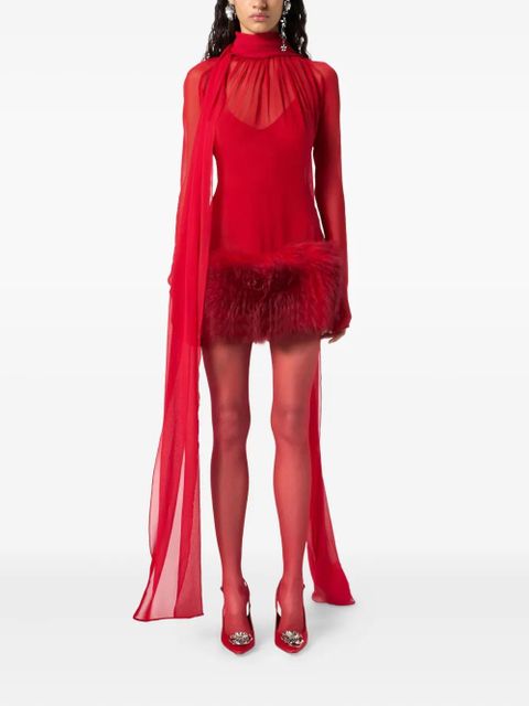 Blumarine high-neck long-sleeves mini dress - Red