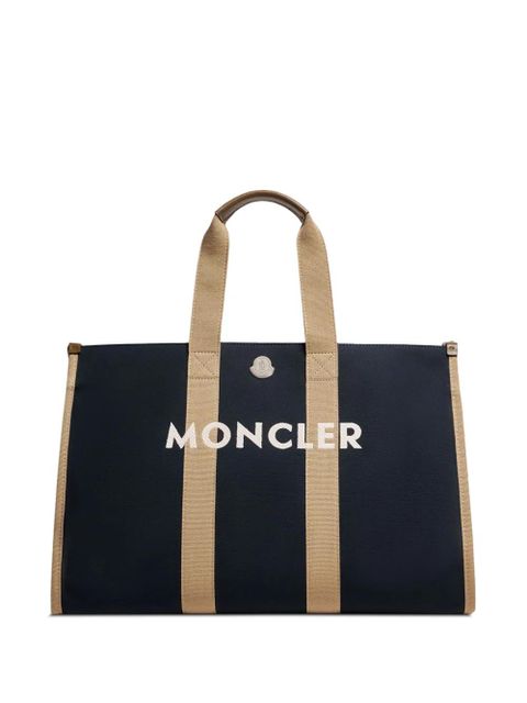 Moncler logo-detail canvas tote bag - Blue - zdjęcie produktu nr 1