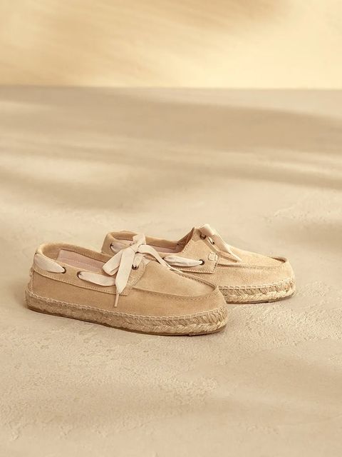 Manebi mokasyny zamszowe Hamptons Boat-Shoes Espadrilles damskie kolor beżowy na płaskim obcasie K 1.1 KW - zdjęcie produktu nr 1