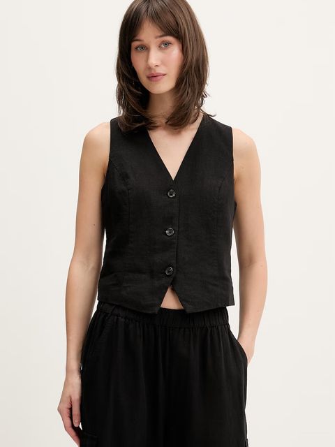 Tommy Jeans kamizelka damska z dodatkiem lnu - zdjęcie produktu nr 1