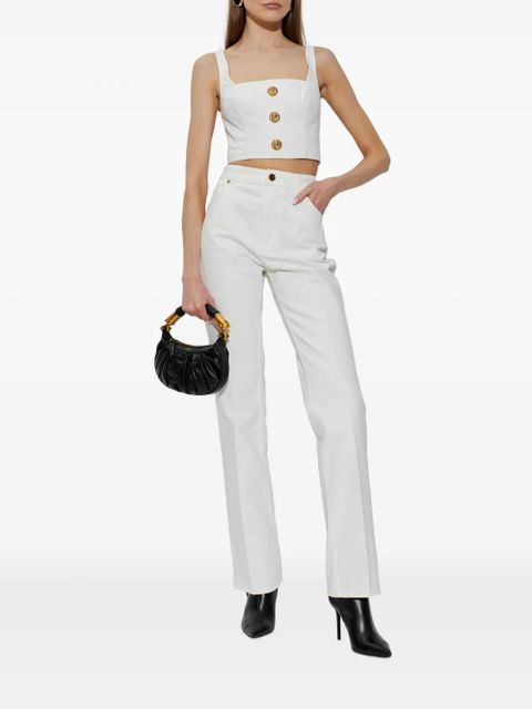 Balmain button square-neck top - White