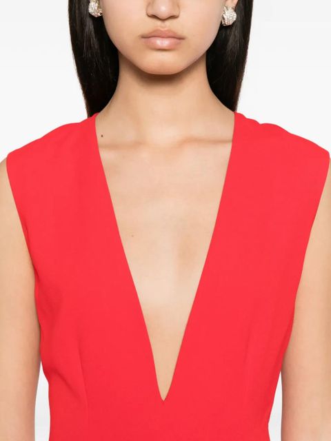 Solace London Althea plunging V-neck sleeveless maxi dress - Red