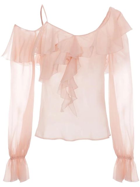 Blumarine asymmetric-neck silk blouse - Pink - zdjęcie produktu nr 1