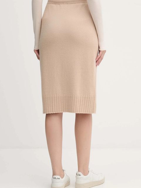 United Colors of Benetton spódnica z dodatkiem wełny kolor beżowy midi prosta 112HD001V