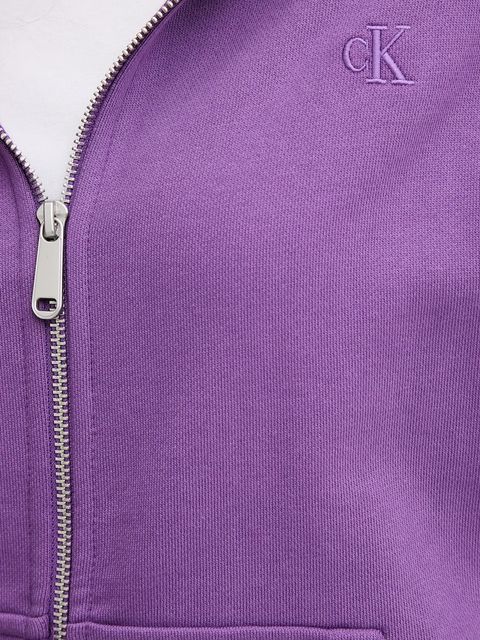 Calvin Klein Jeans bluza damska kolor fioletowy z kapturem gładka LV047B237G