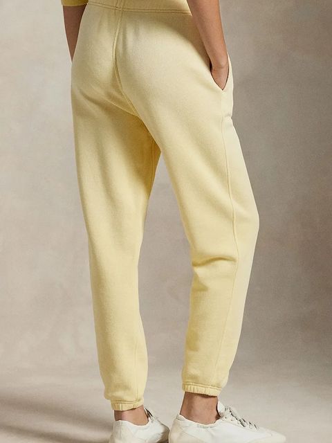 Polo Ralph Lauren spodnie dresowe bawełniane kolor żółty gładkie 211935585