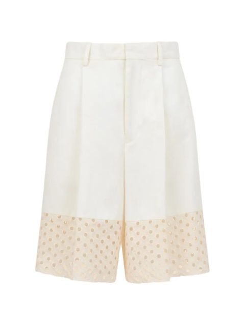 Marni broderie anglaise pleated shorts - White - zdjęcie produktu nr 1