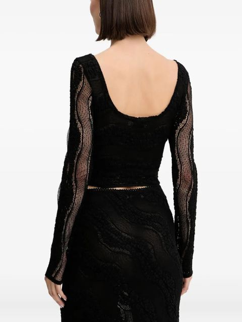 Charo Ruiz Ibiza ruched-detail lace blouse - Black