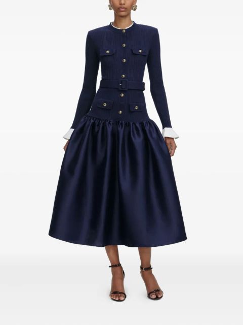 Self-Portrait belted midi dress - Blue