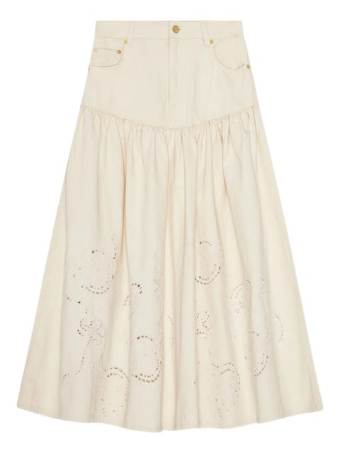 GANNI broderie-anglaise tiered skirt - Neutrals - zdjęcie produktu nr 1