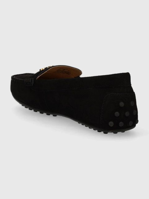 Lauren Ralph Lauren mokasyny zamszowe Barnsbury damskie kolor czarny na płaskim obcasie 802821629018 - zdjęcie produktu nr 2