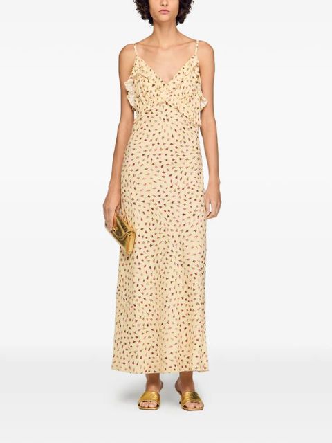 SANDRO ruffled-detail floral-print maxi dress - Neutrals - zdjęcie produktu nr 2