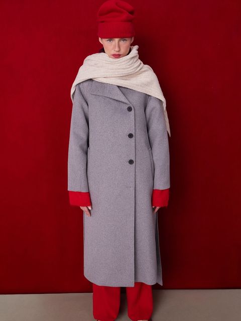 Medicine płaszcz wełniany damski kolor szary