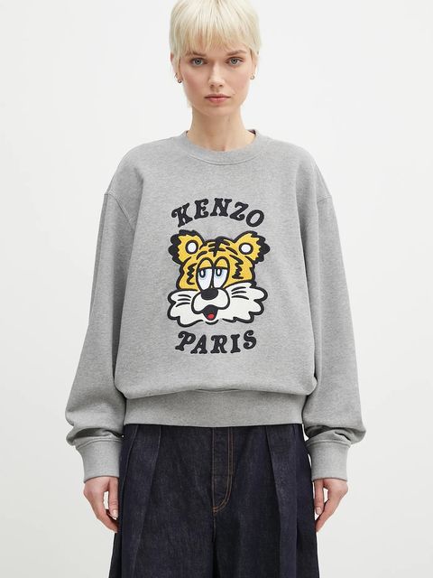 Kenzo bluza bawełniana x Verdy kolor szary z nadrukiem FF58SW2394MF.94