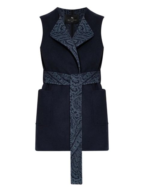 ETRO paisley-trimmed belted waistcoat - Blue - zdjęcie produktu nr 1