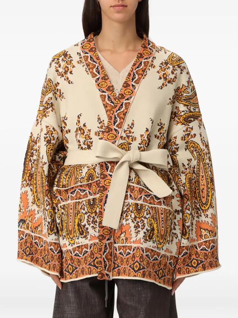 ETRO paisley-patterned belted cardigan - Neutrals - zdjęcie produktu nr 1