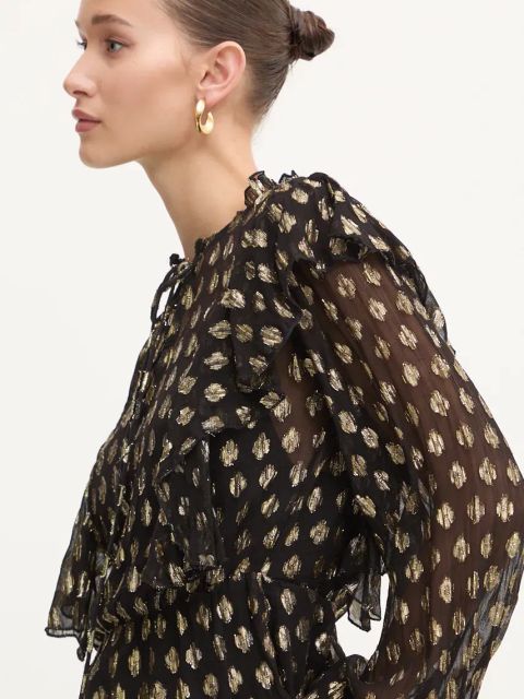 Never Fully Dressed bluzka Primrose Blouse damska kolor czarny wzorzysta NFDTO1459