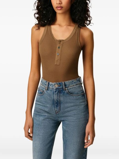 AMI Paris buttoned placket tank top - Brown