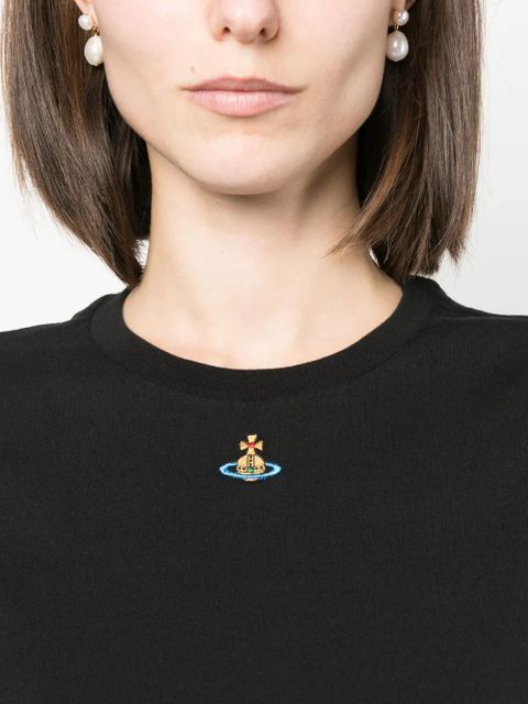 Vivienne Westwood Orb logo-embroidery cotton T-shirt - Black