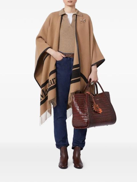 Max Mara jacquard fringed-hem wool poncho - Neutrals - zdjęcie produktu nr 2
