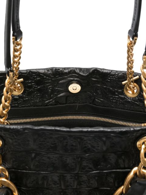 Balmain chain embossed leather tote bag - Black