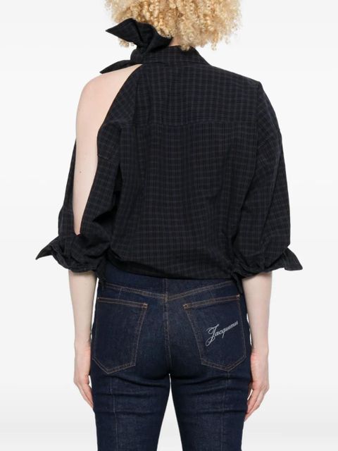 Alexander Wang knotted plaid shirt - Blue