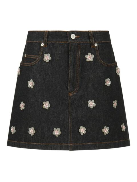 Marni daisy-appliqué denim mini skirt - Blue - zdjęcie produktu nr 1
