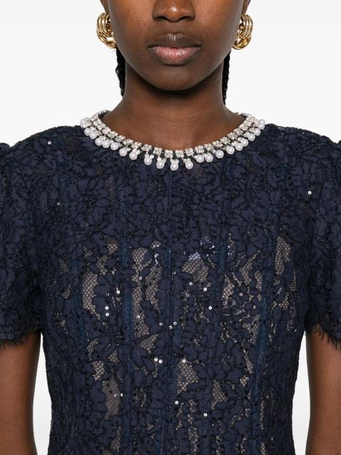 Self-Portrait sequin-embellished lace dress - Blue - zdjęcie produktu nr 2