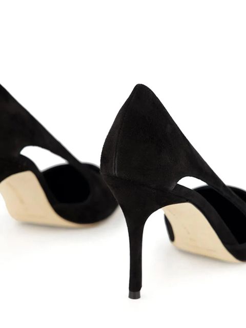 Manolo Blahnik 90MM cut-out suede pumps - Black