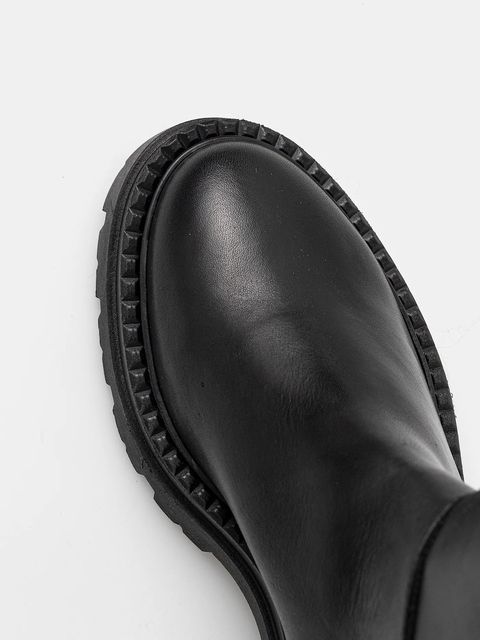 Steve Madden kozaki skórzane Kaja-W damskie kolor czarny na płaskim obcasie 11004946