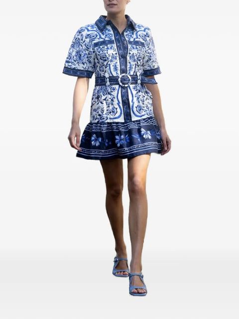 FARM Rio Porcelain Garden belted dress - White - zdjęcie produktu nr 2