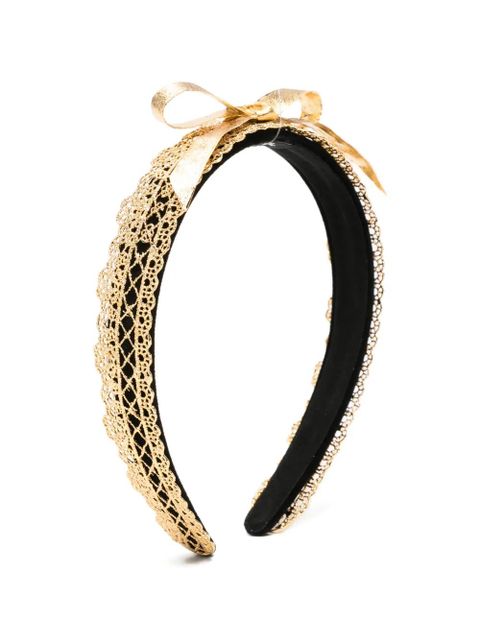 SHUSHU/TONG x Yvmin lace-trim bow-detail headband - Gold - zdjęcie produktu nr 1