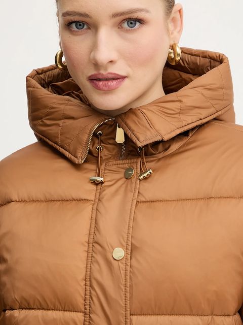 Pinko kurtka kolor brązowy zimowa oversize 105656 A2TF