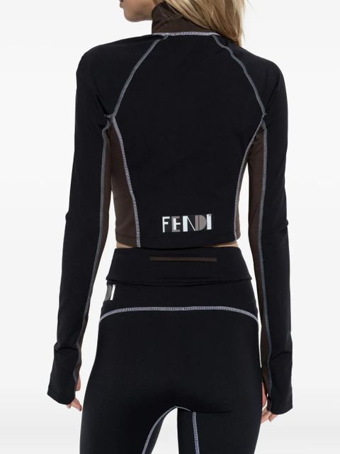 FENDI zip-up contrast sweater - Black