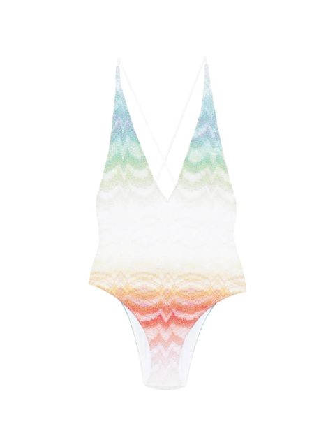 Missoni cross-back chevron swimsuit - White - zdjęcie produktu nr 1