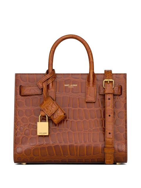 Saint Laurent nano Sac De Jour crocodile-effect leather tote bag - Brown - zdjęcie produktu nr 1