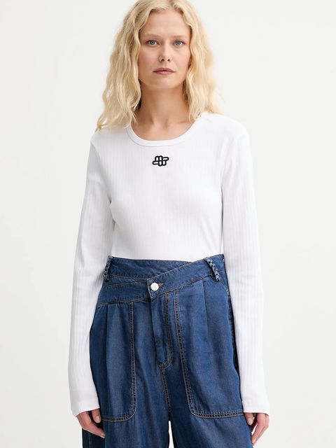 MUNTHE longsleeve bawełniany POTE kolor biały 252110225264 - zdjęcie produktu nr 1