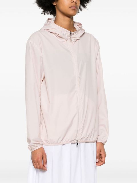 Moncler logo-patch hooded windbreaker jacket - Pink