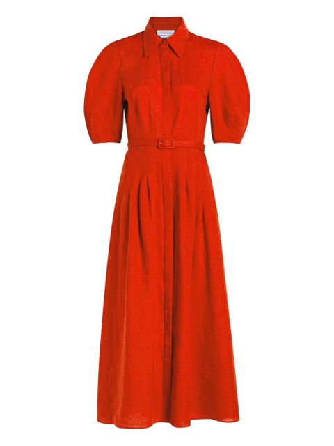 Gabriela Hearst Maude belted-waist puff-sleeve dress - Orange - zdjęcie produktu nr 1