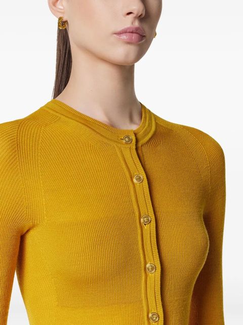 Versace long-sleeve ribbed-knit dress - Yellow