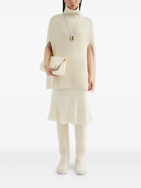 Jil Sander high-neck ribbed cape - Neutrals - zdjęcie produktu nr 2