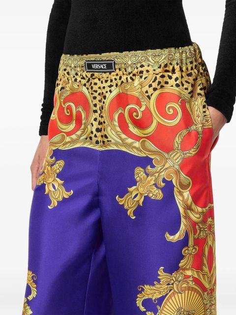 Versace baroque-print elastic-waist trousers - Purple
