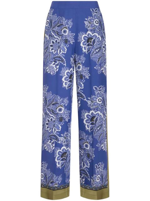ETRO bandana-print straight-leg silk trousers - Purple - zdjęcie produktu nr 1