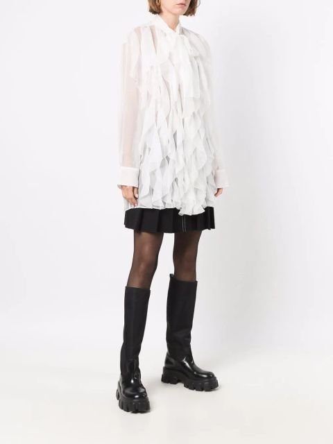 Valentino Garavani sheer ruffle-embellished silk blouse - White