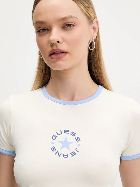 Guess Jeans t-shirt damski kolor beżowy W5BI17 J1314